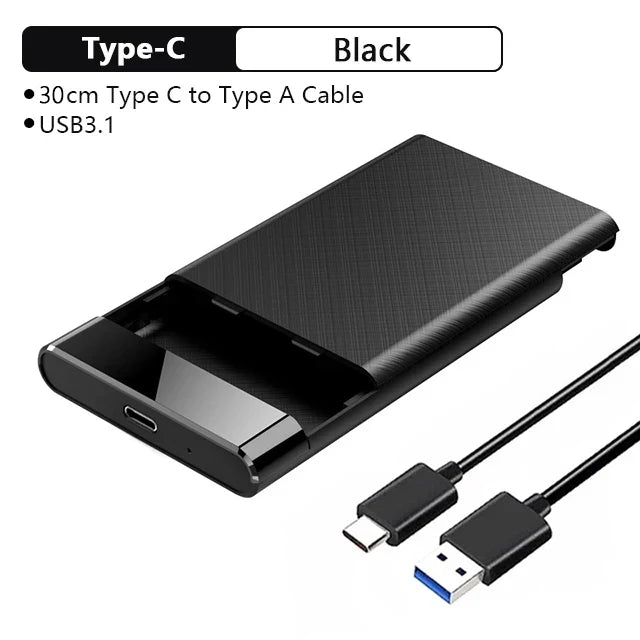2.5-Inch Tool-Free USB 3.1 Type-C SSD/HDD Enclosure Portable SATA External Drive Case